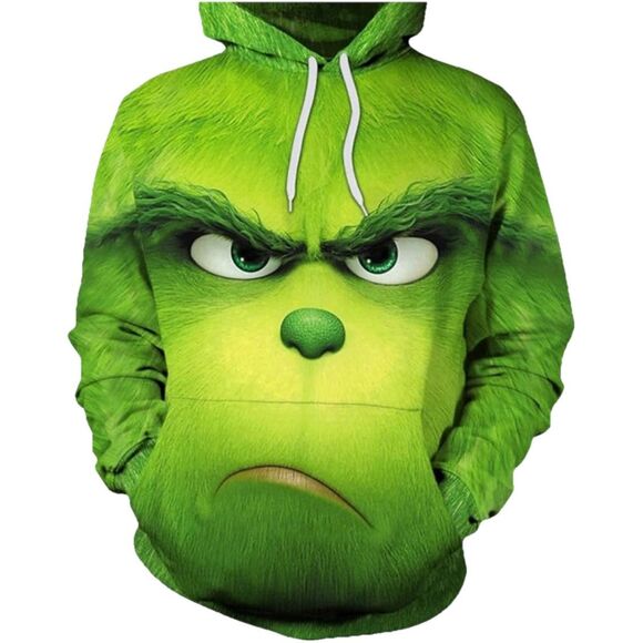 Grinch Hoodie Men’s Large Green 3D Graphic Christmas Pullover Sweatshirt Holiday - Picture 1 of 8